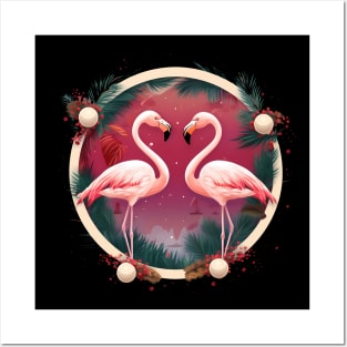 Flamingo Flock Sunset, Xmas,  Love Flamingos Posters and Art